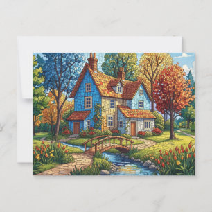 Carte Postale Mosaic House by the Stream Postcard