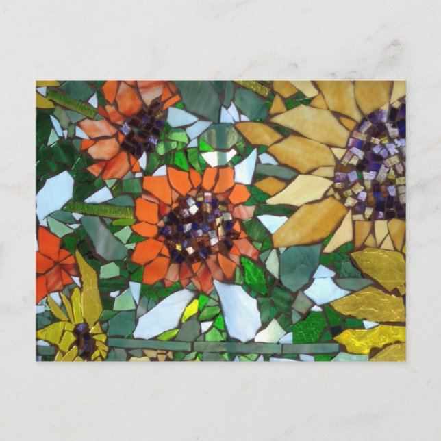 Carte postale Mosaic Sunflower de Willowcatdesigns (Devant)