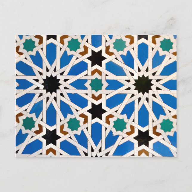 Carte postale Mosaïque bleue marocaine (Devant)