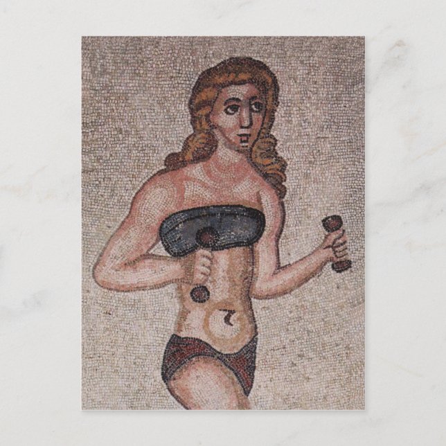 Carte Postale Mosaïque de fille bikini - Poids de levage - Romai (Devant)