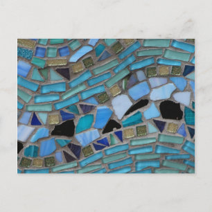 Carte Postale Mosaïque de verre bleu de la mer