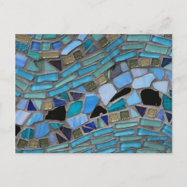 Carte Postale Mosaïque de verre bleu de la mer (Devant)
