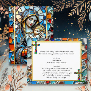 Carte Postale Mosaïque en verre tendu   Marie et Jésus Noël