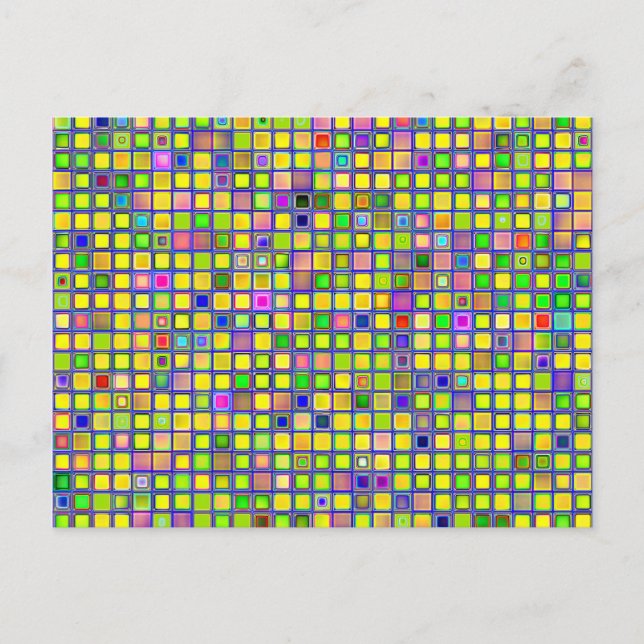 Carte Postale Mosaïque Jaune Rustique "Argile" Carreaux Motif (Devant)