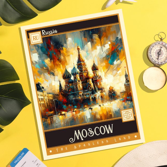 Carte Postale Moscou, Russie | Peinture Vintage (Créateur téléchargé)