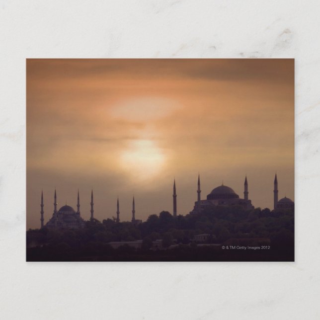 Carte Postale Mosquée bleue et Hagia Sophia Turquie, Istanbul (Devant)