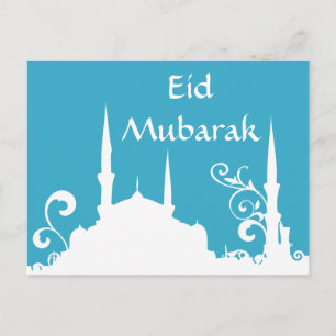 Carte Postale Mosquée Bleue Rouler Ramadan/Aïd Bannière/Streamer