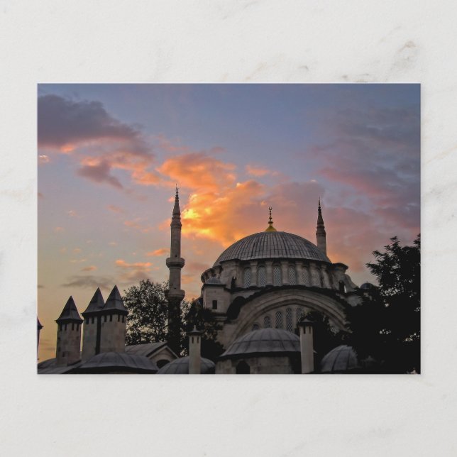 Carte Postale Mosquée d'Istanbul au coucher du soleil (Devant)