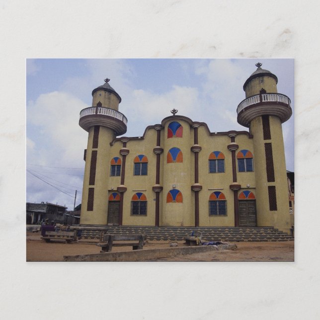 Carte Postale Mosquée près de Rond Point Atake, Porto novo, Beni (Devant)