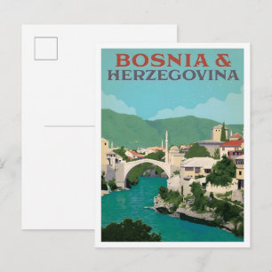 Carte Postale Mostar Bosnie Herzégovine Art Vintage Voyage