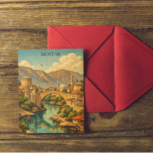 Carte Postale Mostar vintage, Bosnie Pont Stari Most