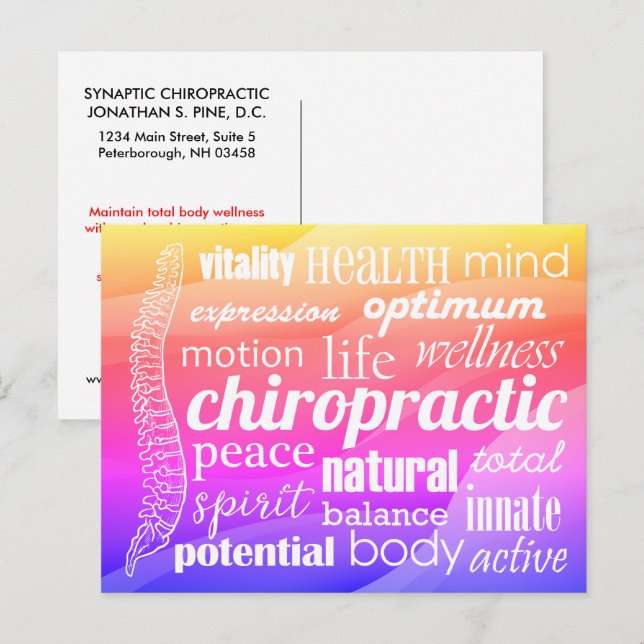 Carte Postale Mot chiropratique Collecte de mots Reactivation po (Devant / Derrière)