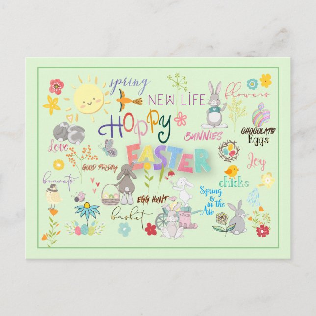Carte Postale Mot de voeux de Pâques (Devant)