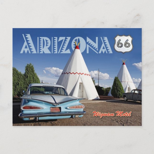 Carte Postale Motel historique de Wigwam, Route 66, Arizona (Devant)