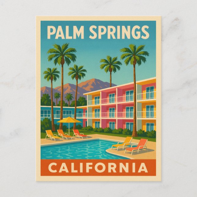 Carte Postale Motel Retro Vintage voyage Palm Springs California (Devant)