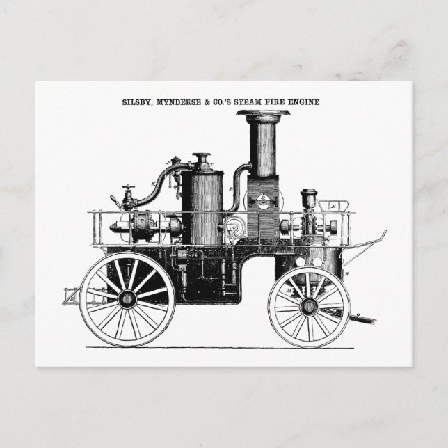 Carte Postale Moteur de feu à vapeur Silsby 1858 (Devant)