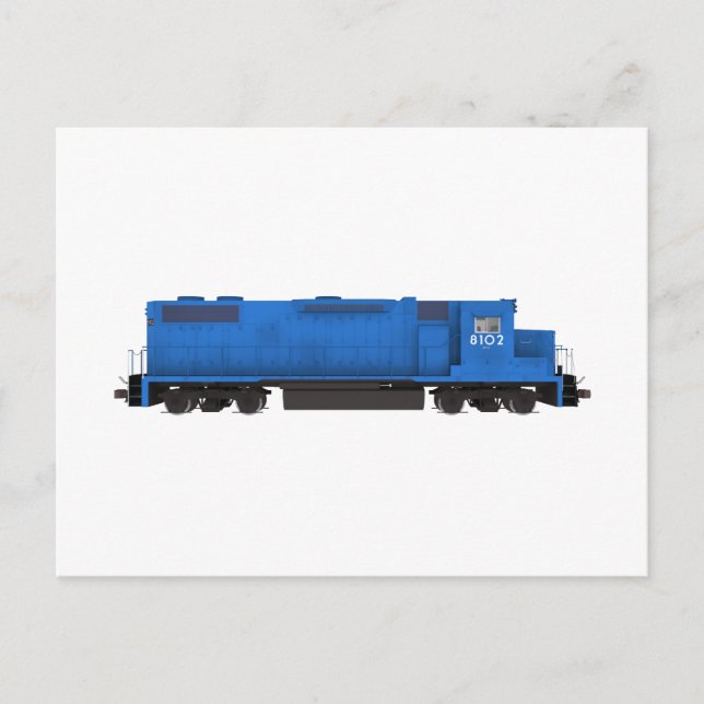 Carte Postale Moteur de train bleu : (Devant)