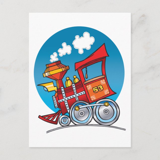 Carte Postale Moteur de train de dessin (Devant)