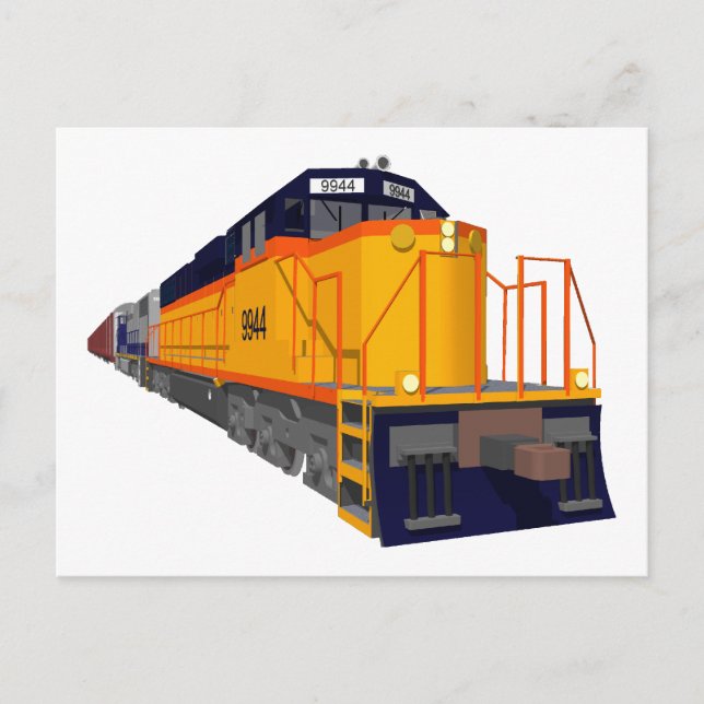 Carte Postale Moteur de train : Jeu de couleurs classique : (Devant)