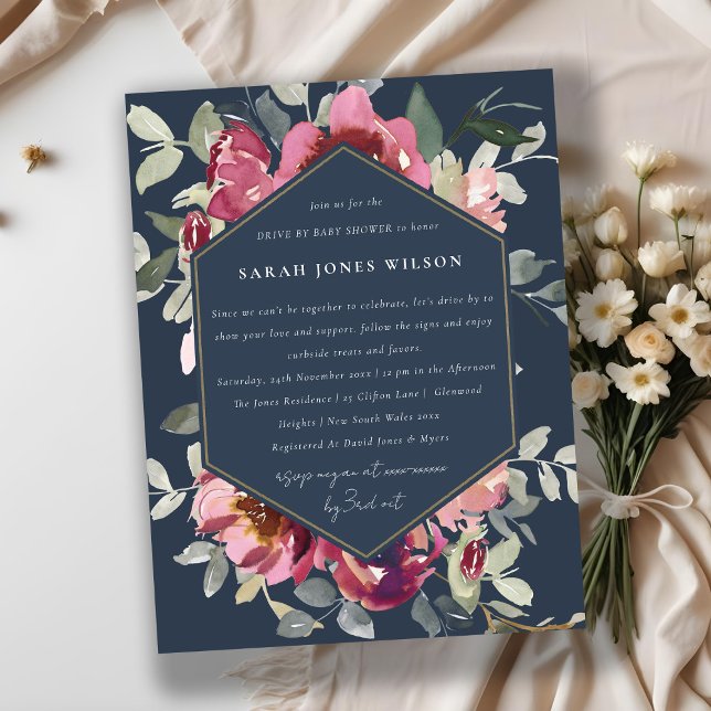 CARTE POSTALE MOTEUR FLORAL ROSE ROUGE DE MARINE PAR BABY SHOWER (Créateur téléchargé)