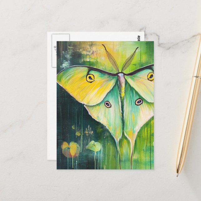 Carte Postale Moth Luna (Devant/Arrière en situation)