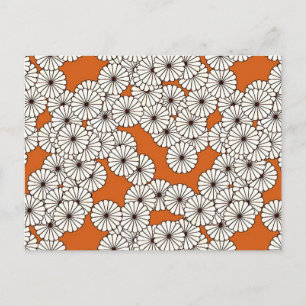 Carte Postale Motif à fleurs Art déco - crème sur rouille