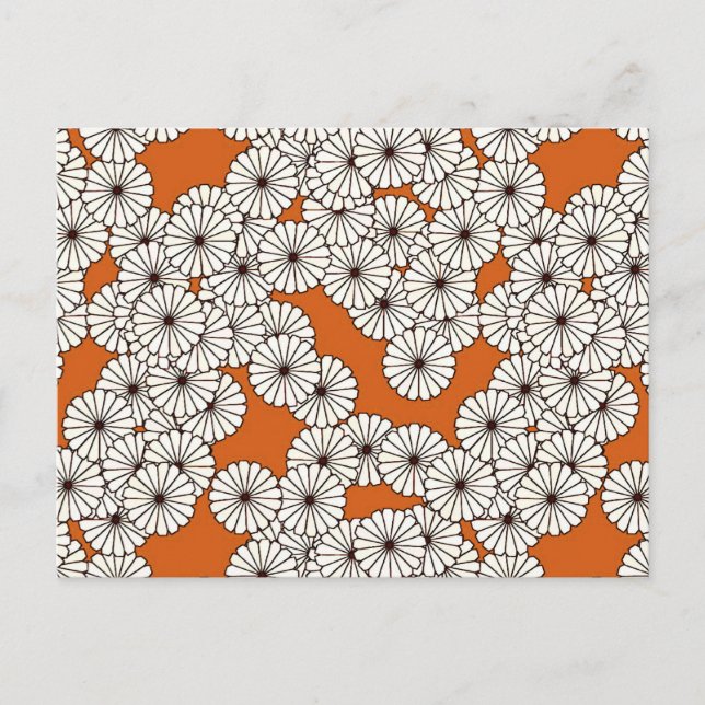 Carte Postale Motif à fleurs Art déco - crème sur rouille (Devant)