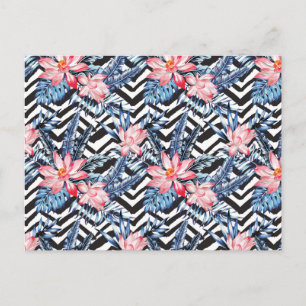 Carte Postale Motif à fleurs de Lotus tropicaux