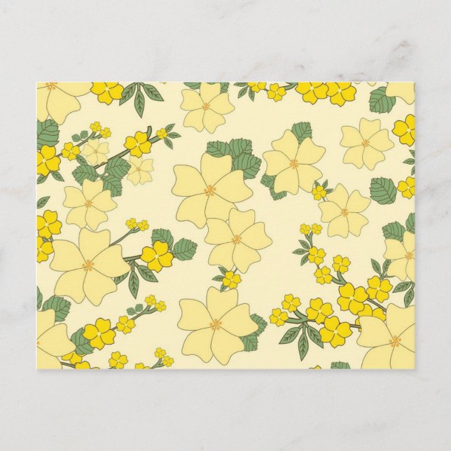 Carte Postale motif à fleurs jaunes (Devant)