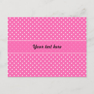 Carte Postale Motif à points de polka rose chaud et blanc