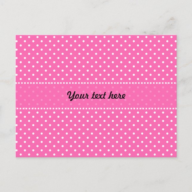 Carte Postale Motif à points de polka rose chaud et blanc (Devant)