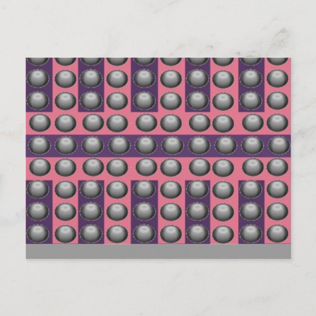 Carte Postale Motif à points gris, rose et violet (Devant)