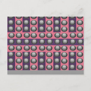 Carte Postale Motif à pois gris, rose et violet