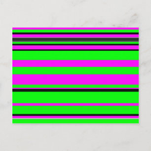 Carte Postale Motif à rayures couleur noir rose chaud