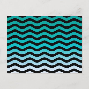 Carte Postale Motif à rayures turquoise ondulées