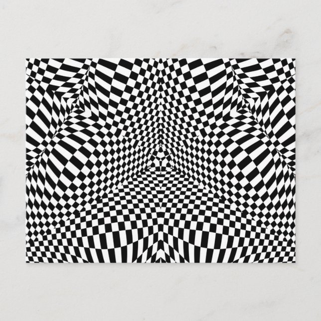 Carte Postale motif Abstrait en noir et blanc à damiers (Devant)
