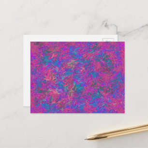 Carte Postale Motif abstrait rose, bleu et multicolore amusant