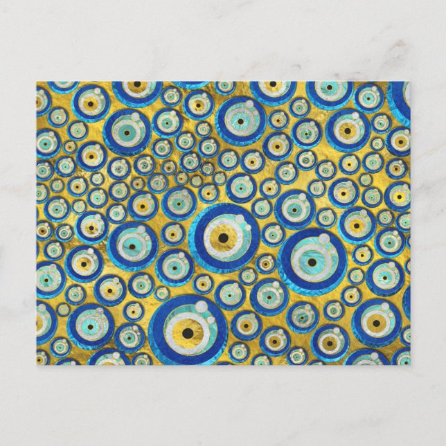 Carte Postale Motif Amulet de l'oeil du diable bleu grec (Devant)