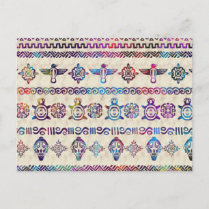 Carte Postale Motif Aquarelle douce Maya / Aztec