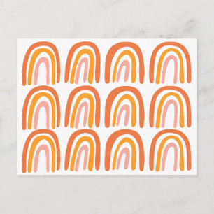 Carte Postale Motif arc-en-ciel rose orange doux