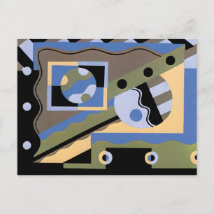 Carte Postale Motif Art Déco Vintage Pochoir Jazz Cubisme