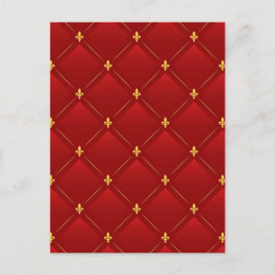 Carte Postale Motif art nouveau rouge et or
