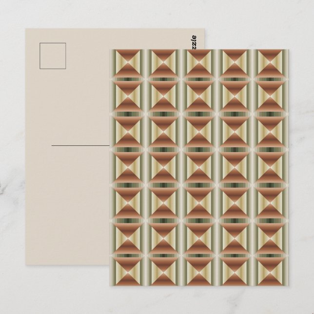 Carte Postale Motif artistique rayé de couleurs marron, vert et  (Devant / Derrière)