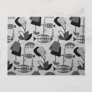 Carte postale Motif atomique noir et blanc