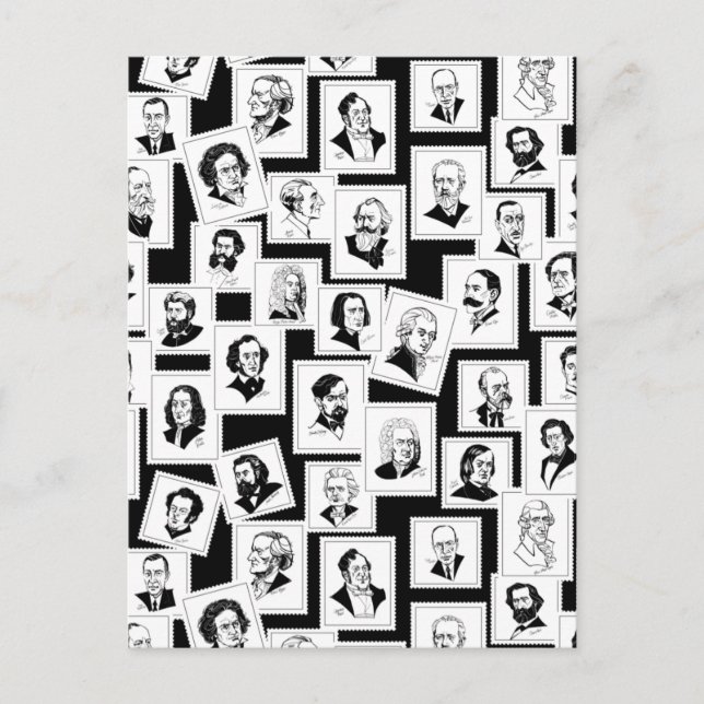 Carte Postale Motif avec portraits des plus grands compositeurs (Devant)