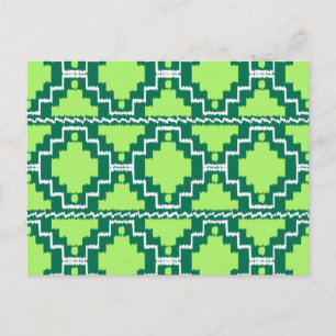 Carte Postale Motif Aztec Ikat - Forêt et Vert Citron