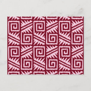 Carte Postale Motif Aztèque Ikat - Bordeaux et Rose