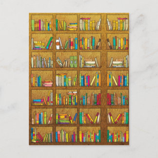 Carte Postale motif bibliothèque