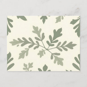 Carte Postale Motif botanique élégant à feuilles vert pâle et fo