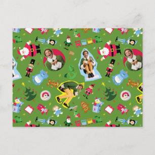 Carte Postale Motif Buddy l'elfe et icônes de Noël